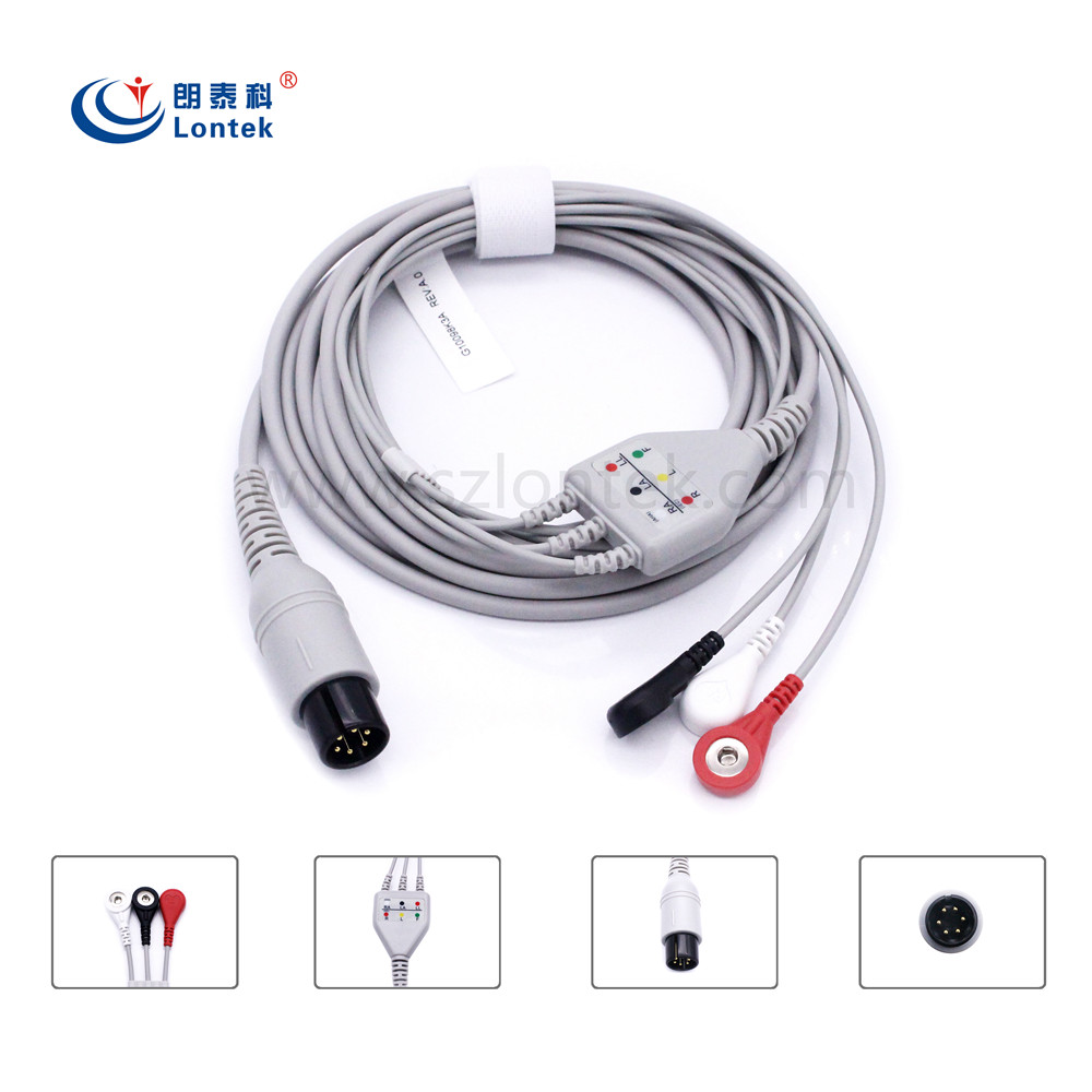 金科威UT4000A 飞利浦M3921A 通用6针一体三导心电监护仪导联线